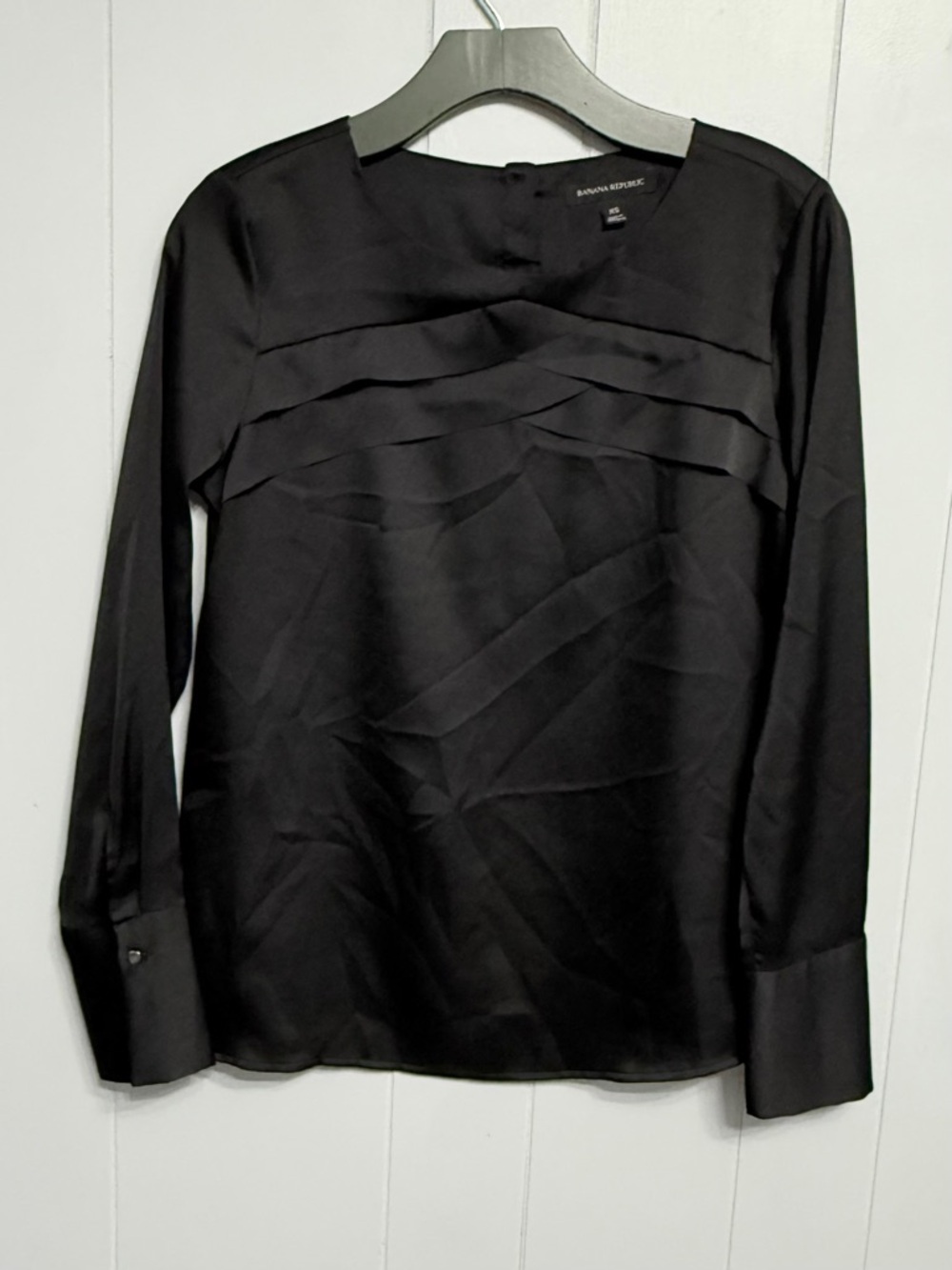 #17)  Banana Republic Black Layered Pleat Long-Sleeve Top